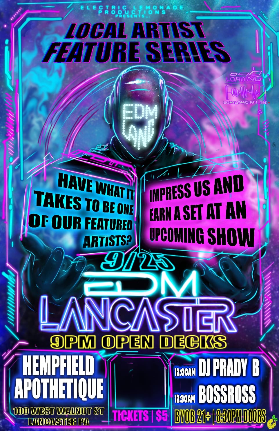 EDM LANC Local Artist Feature Series — September 25 at Hempfield Apothetique